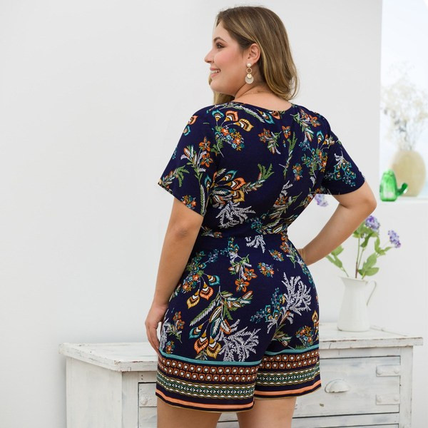 Γυναικεία ολόσωμη φόρμα  μέχρι 4ΧL με floral σχέδιο