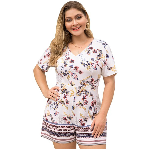 Γυναικεία ολόσωμη φόρμα  μέχρι 4ΧL με floral σχέδιο