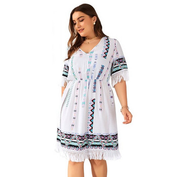 Rochie de damă cu decolteu în V până la 4XL