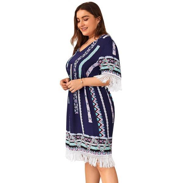 Rochie de damă cu decolteu în V până la 4XL