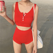 Γυναικεία μαγιό με δύο κουμπιά σε διάφορα χρώματα