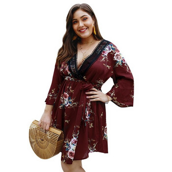 Rochie de dama cu model floral in trei culori - marimea pana la 4XL