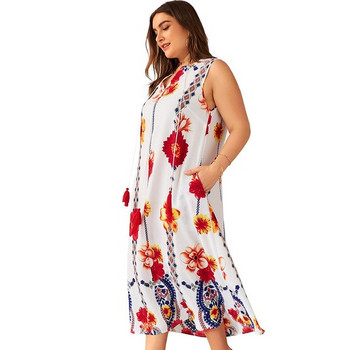 Rochie de dama cu buzunare cu model floral si marime pana la 4XL