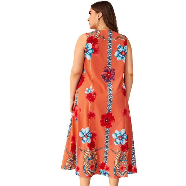 Rochie de dama cu buzunare cu model floral si marime pana la 4XL