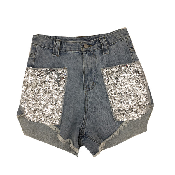 Blugi scurti moderni de dama cu paiete si marimi pana la 5XL