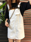 Модерен дамски сукман с джобове и размери до 5XL в бял и черен цвят