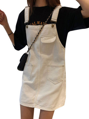 Модерен дамски сукман с джобове и размери до 5XL в бял и черен цвят