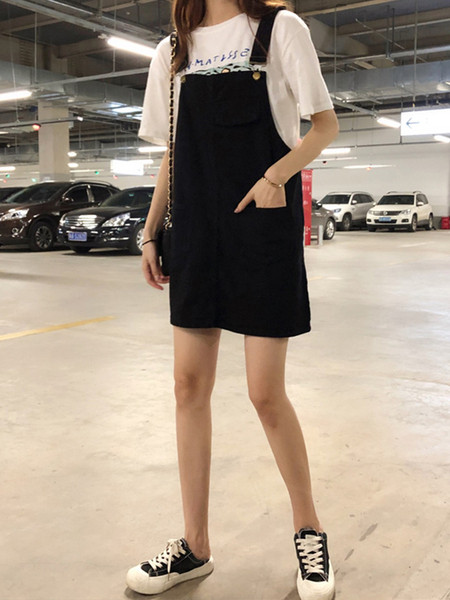 Модерен дамски сукман с джобове и размери до 5XL в бял и черен цвят