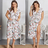 Rochie modernă de damă cu dantelă florală cu element drept