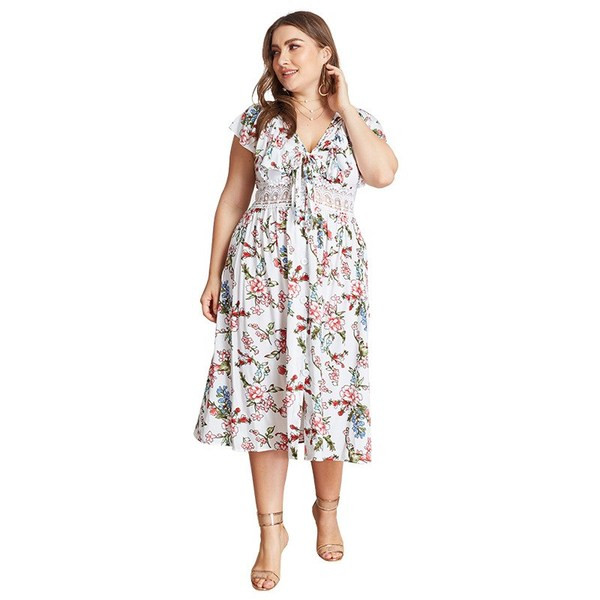 Rochie modernă de damă cu dantelă florală cu element drept