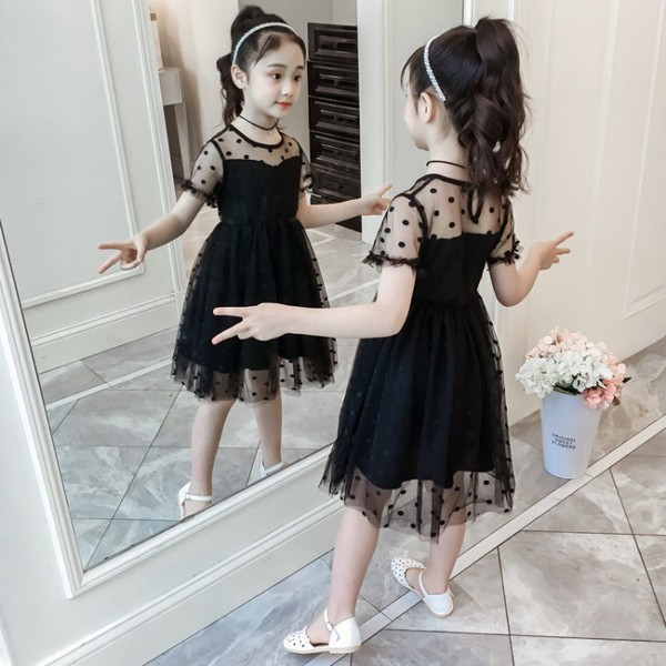 Model elegant de rochie pentru copii - in alb si negru