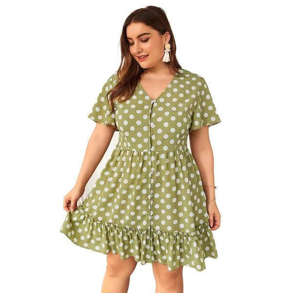 Rochie moderna de dama cu maneci scurte in doua culori de puncte