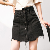 Fusta de dama eleganta cu talie inalta cu nasturi in negru