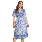 Ежедневни стилни рокли с V-образно деколте и къс ръкав