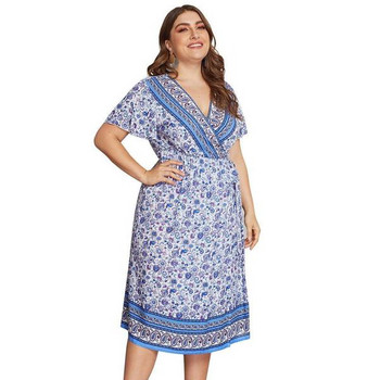 Ежедневни стилни рокли с V-образно деколте и къс ръкав