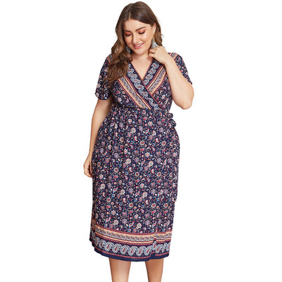 Ежедневни стилни рокли с V-образно деколте и къс ръкав