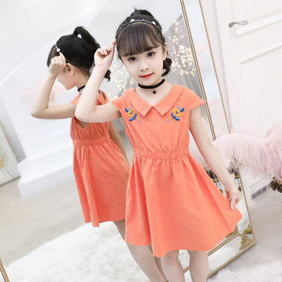 Актуална детска рокля в два цвята с яка 