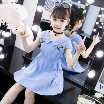 Актуална детска рокля в два цвята с яка 