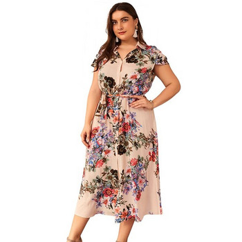 Дамска рокля с флорален десен с два цвята