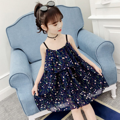 Rochie moderna pentru copii in doua culori cu bretele subtiri