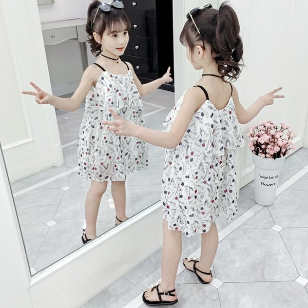 Rochie moderna pentru copii in doua culori cu bretele subtiri