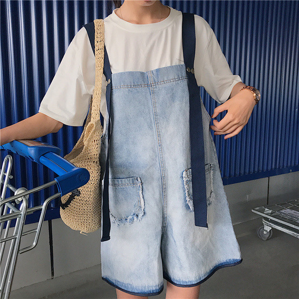 Casual γυναικεία ολόσωμη φόρμα γυναικείο  denim σε μπλε χρώμα