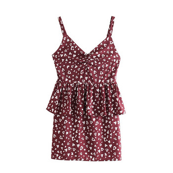 Rochie scurta de dama cu bretele subtiri si aplicatie inima