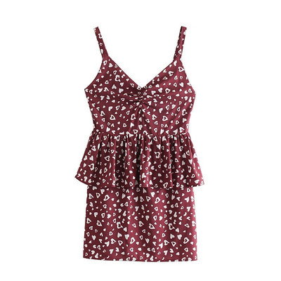 Rochie scurta de dama cu bretele subtiri si aplicatie inima