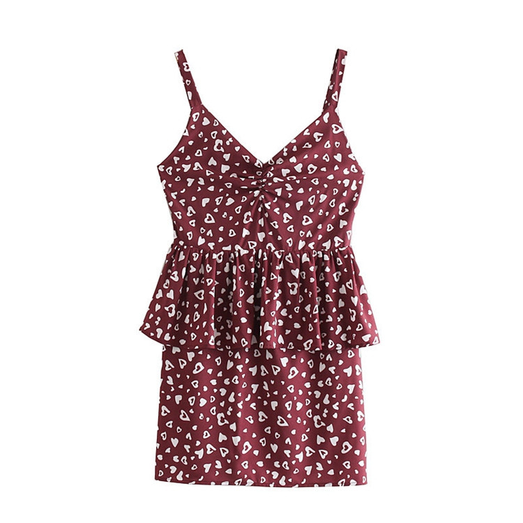 Rochie scurta de dama cu bretele subtiri si aplicatie inima