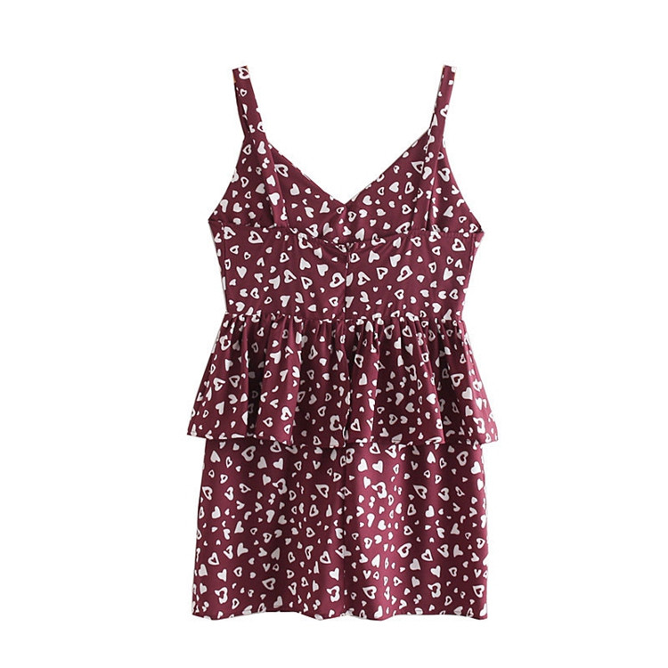 Rochie scurta de dama cu bretele subtiri si aplicatie inima