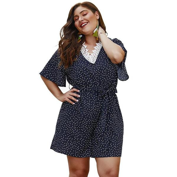 Salopetă casual de damă cu broderie și mâneci scurte