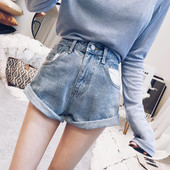 Pantaloni scurți moderni din denim până la 5XL în albastru și negru