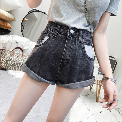 Pantaloni scurți moderni din denim până la 5XL în albastru și negru