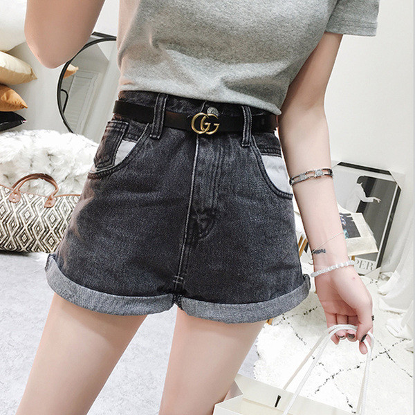 Pantaloni scurți moderni din denim până la 5XL în albastru și negru