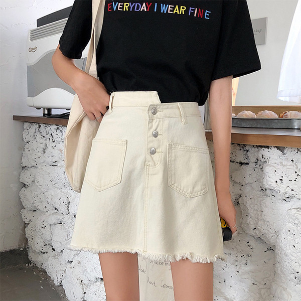 Fusta dama de vara cu talie inalta in alb-negru