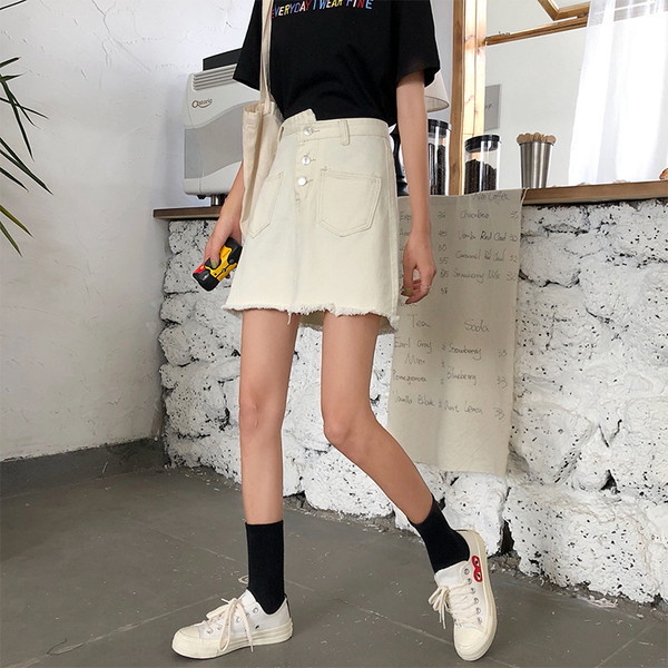 Fusta dama de vara cu talie inalta in alb-negru