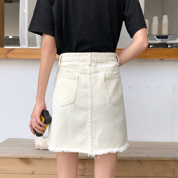 Fusta dama de vara cu talie inalta in alb-negru