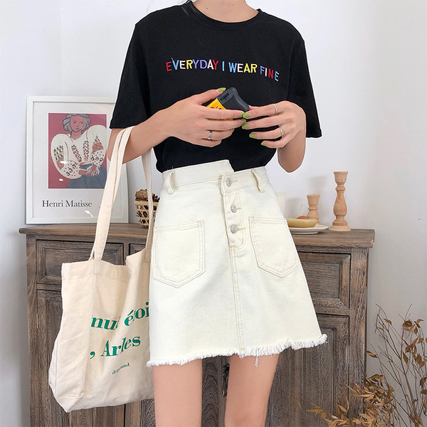 Fusta dama de vara cu talie inalta in alb-negru