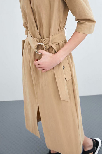 Rochie casual cu decolteu in V si maneci 7/8 in doua culori