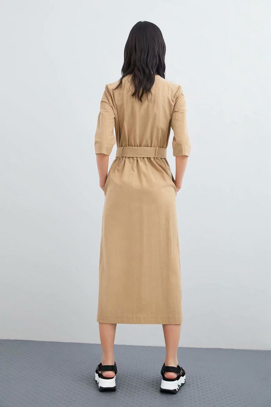 Rochie casual cu decolteu in V si maneci 7/8 in doua culori