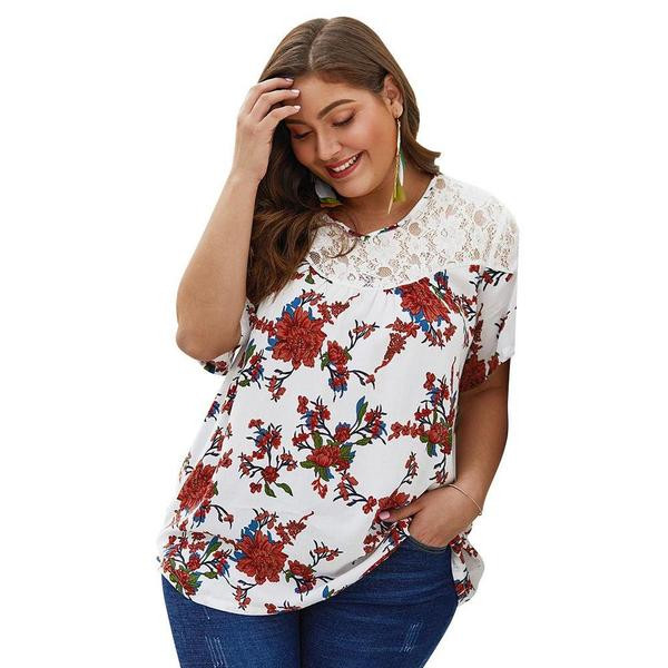 Bluză casual de damă cu model floral în alb