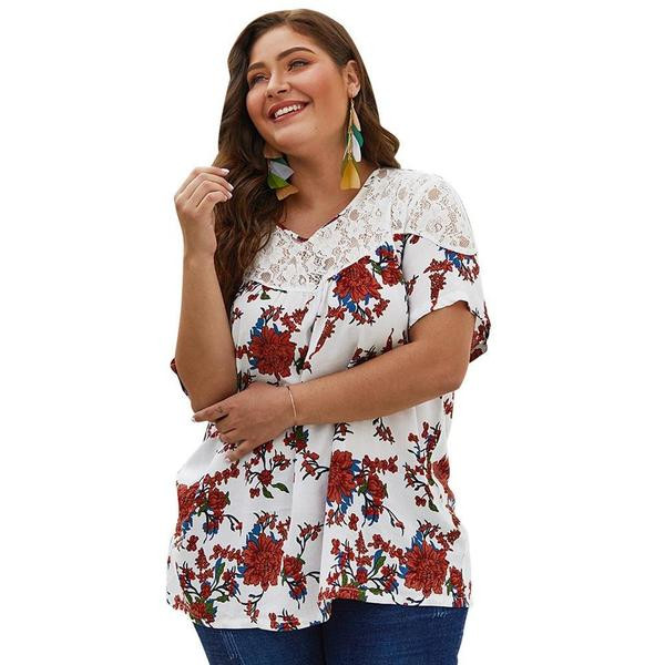 Bluză casual de damă cu model floral în alb