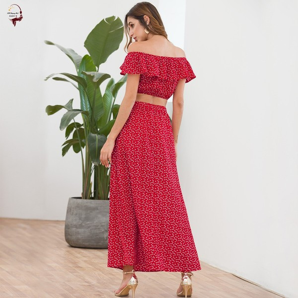 Дамски комплект от две части в червен цвят