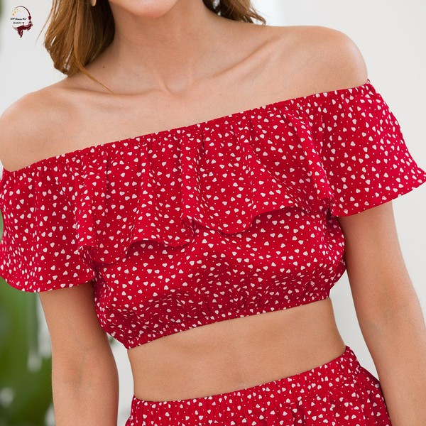 Дамски комплект от две части в червен цвят