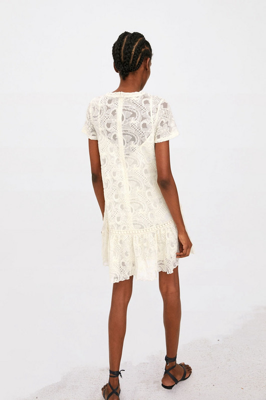 Rochie de dama scurta din dantela alb