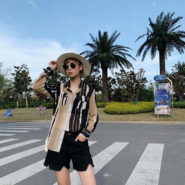 Cămașă de șifon de damă cu mâneci lungi și guler clasic