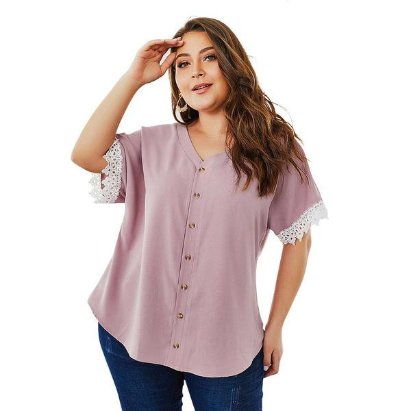 Cămașă modernă de damă cu dantelă și nasturi