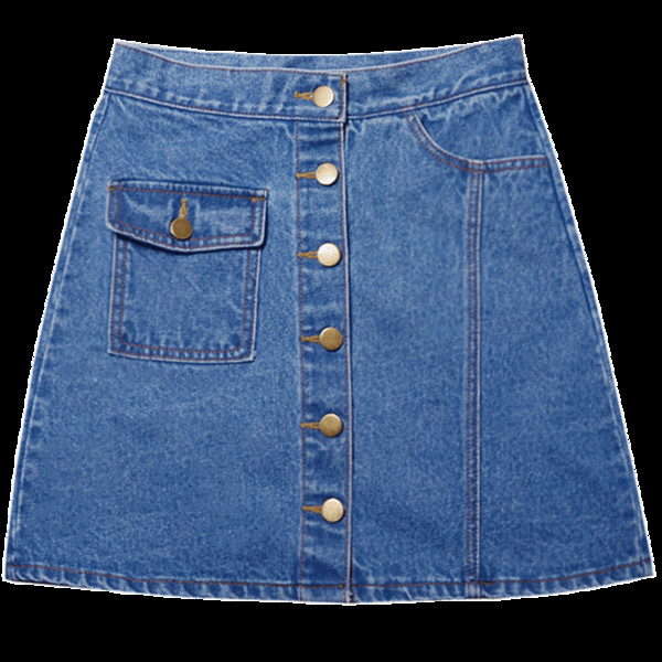 Fusta de dama din denim cu buzunar si nasturi in albastru