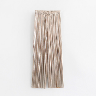 Pantaloni de damă moderni plisați în argintiu și auriu