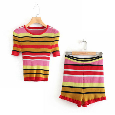 Set de bluză și pantaloni scurți de damă din tricot subțire